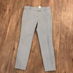 KENAR navy & white print peg leg career pants